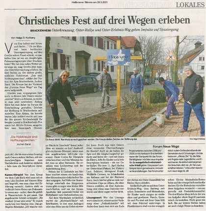 Zeitungsartikel der Heilbronner Stimme vom 29.3.2021 - Helga El Kothany